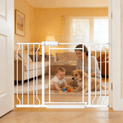 Fairy Baby Triple Lock Baby Gate with Clear Acrylic Panel - Adjustable 38-47" Wide Pressure Mount for Stairs Doorways