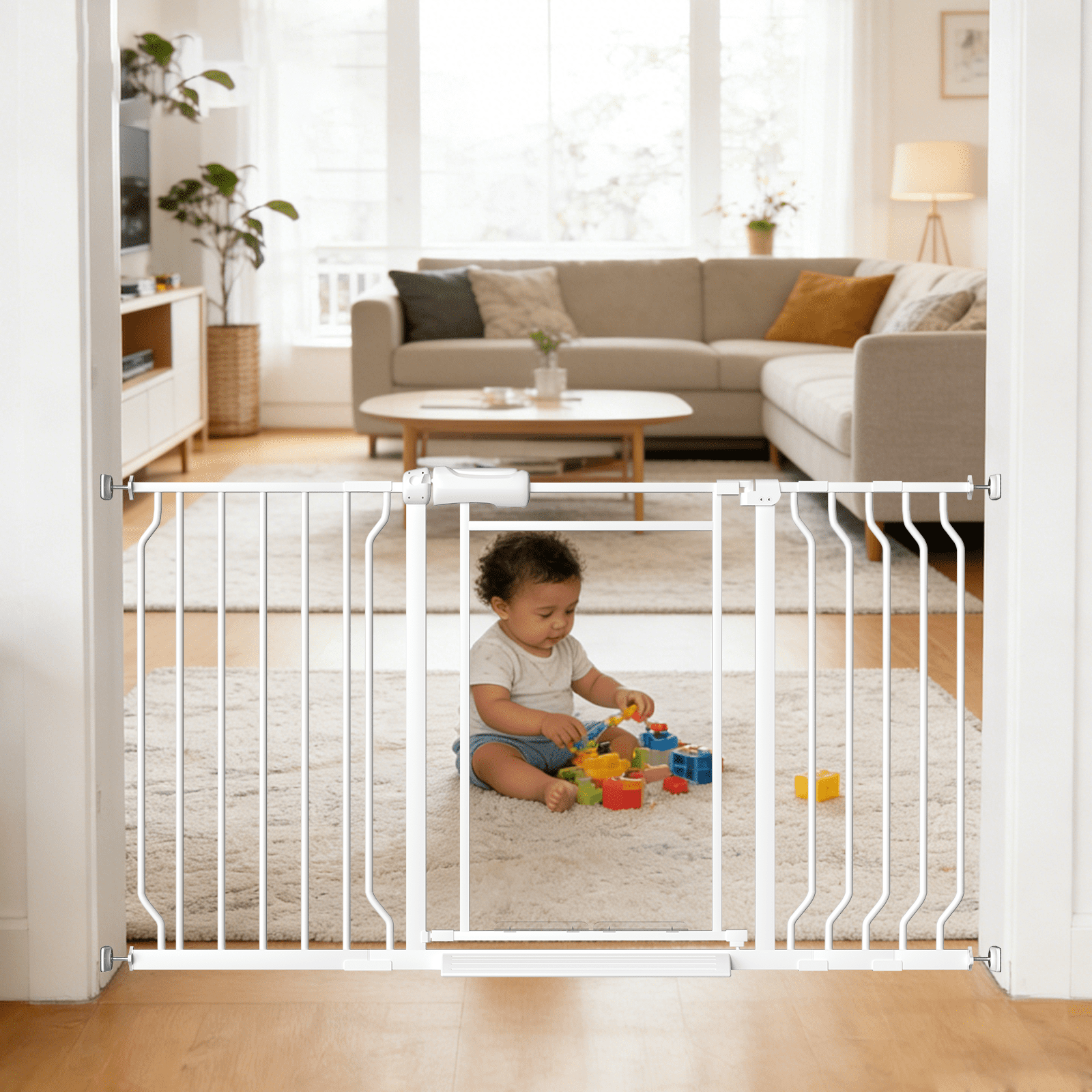 Fairy Baby Safety Gate with Cat Door, Extra Wide 57