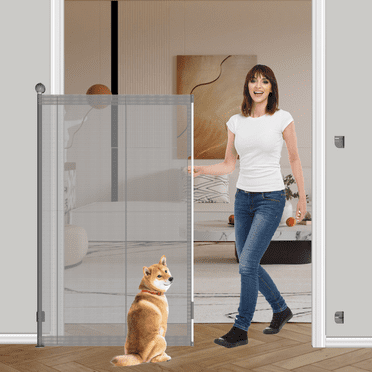 Fairy Baby Retractable Baby Gate Extra Tall 57'' Wide 55'' Wall Mounted Gate for Babies& Dogs, Grey