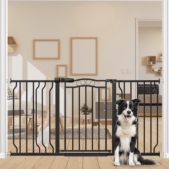 FURDEAR Extra Wide Baby Gate for Doorways 52.6"-62.2" Metals Blcak