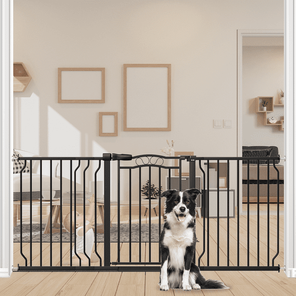 FURDEAR Extra Wide Baby Gate for Doorways 62.56"-71.6" Metals Blcak