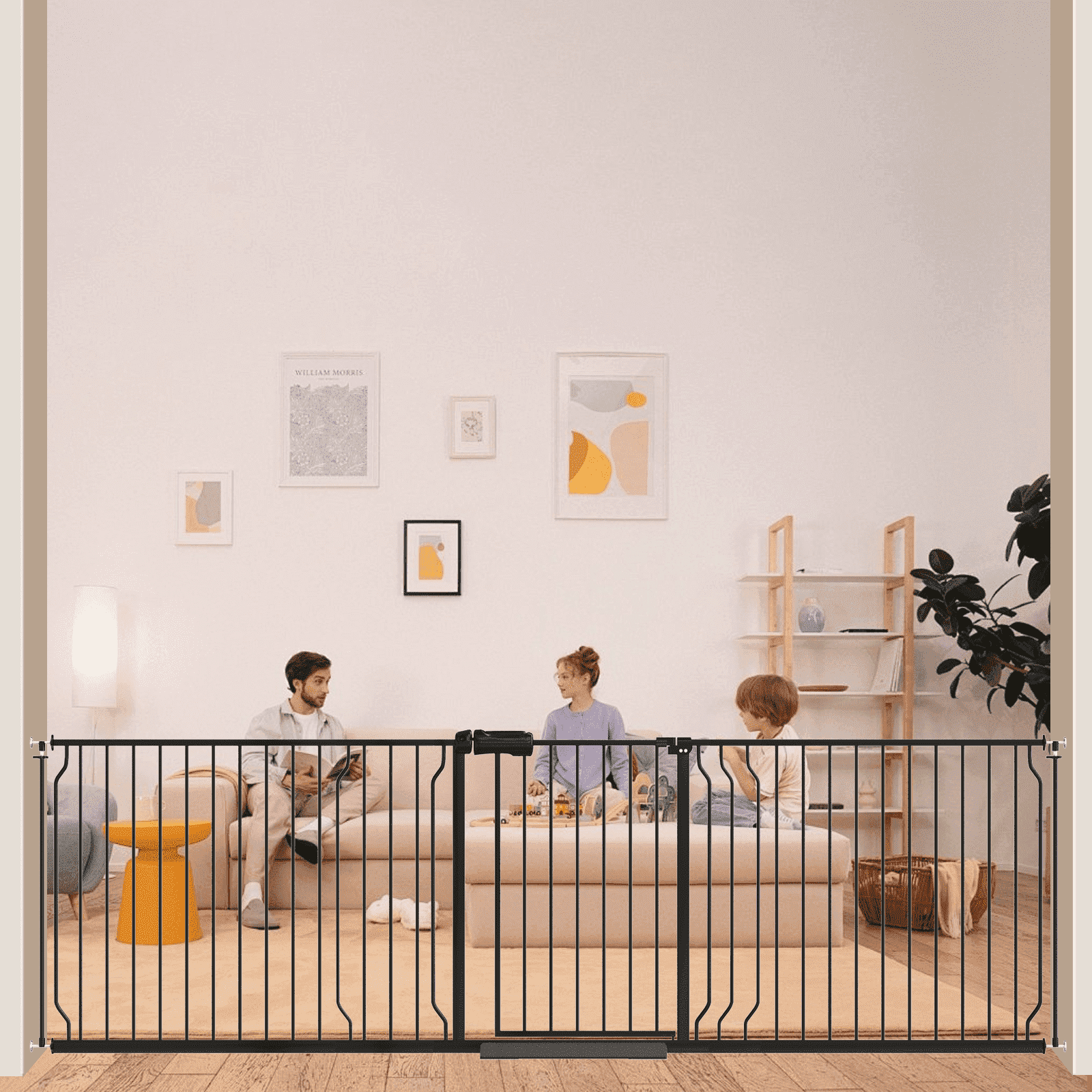 Walmart Black Friday Deals 2025 - Fairy Baby Safety Gate, Extra Wide 95.02"-106.02", Pressure Mounted, Black Metal