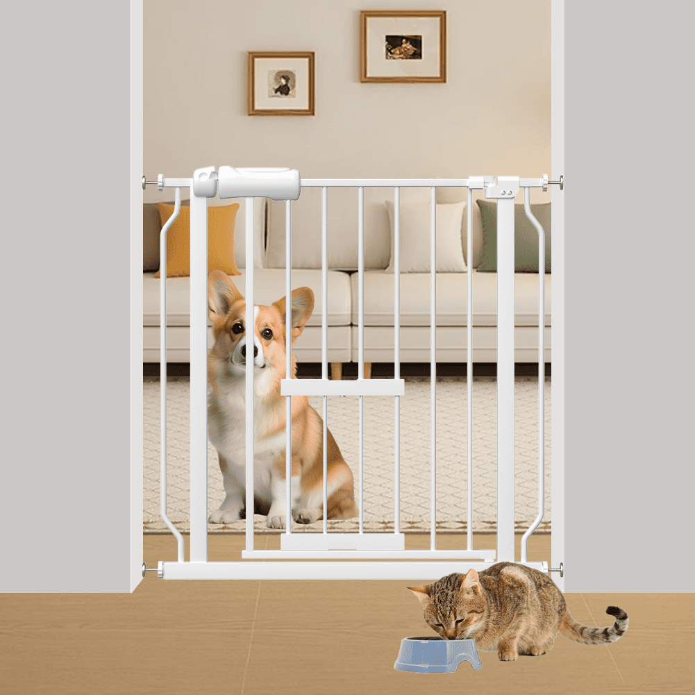Fairy Baby Baby Gate with Cat Door 2429in Extra Wide Pressure Mount