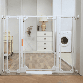 Fairy Baby Tall Clear Baby Safety Gate with Wall Protectors 29-47 in Wide Pressure Mounted Gates White