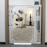Fairy Baby Tall Clear Baby Safety Gate with Wall Protectors 29-38 in Wide Pressure Mounted Gates White