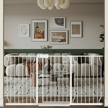 Fairy Baby Wide Baby Gate 53.02"-62.02" Pet Gate for Dogs, Pressure Mounted Child Gate for Doorway and Stairs White, Metal