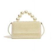 Fairy Bag Summer 2024 New Pearl Handle One-shoulder Holiday Woven Bag Purses and Handbags Crossbody Bags for Women