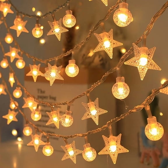 Fairy Bubble Ball String Lights with Star-Shaped LED - Magical Crystal Ball Decor for Weddings, Parties, and Home Ambiance