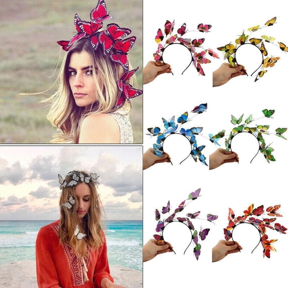 Fairy Butterfly Hair Head Band Headband Garland Prop Hoop Women Lady Girl Party