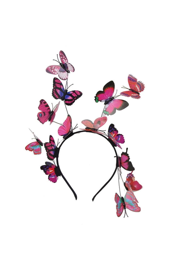 Fairy Butterfly Headband Garland for Women & Girls - Elegant Floral Wreath Hair Accessory for Parties & Weddings