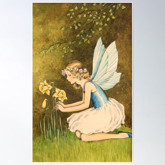 Fairy By Ida Rentoul Outhwaite Poster Wall Art, Modern Wall Decor For Living Room Bedroom, 12x18 UNFRAMED