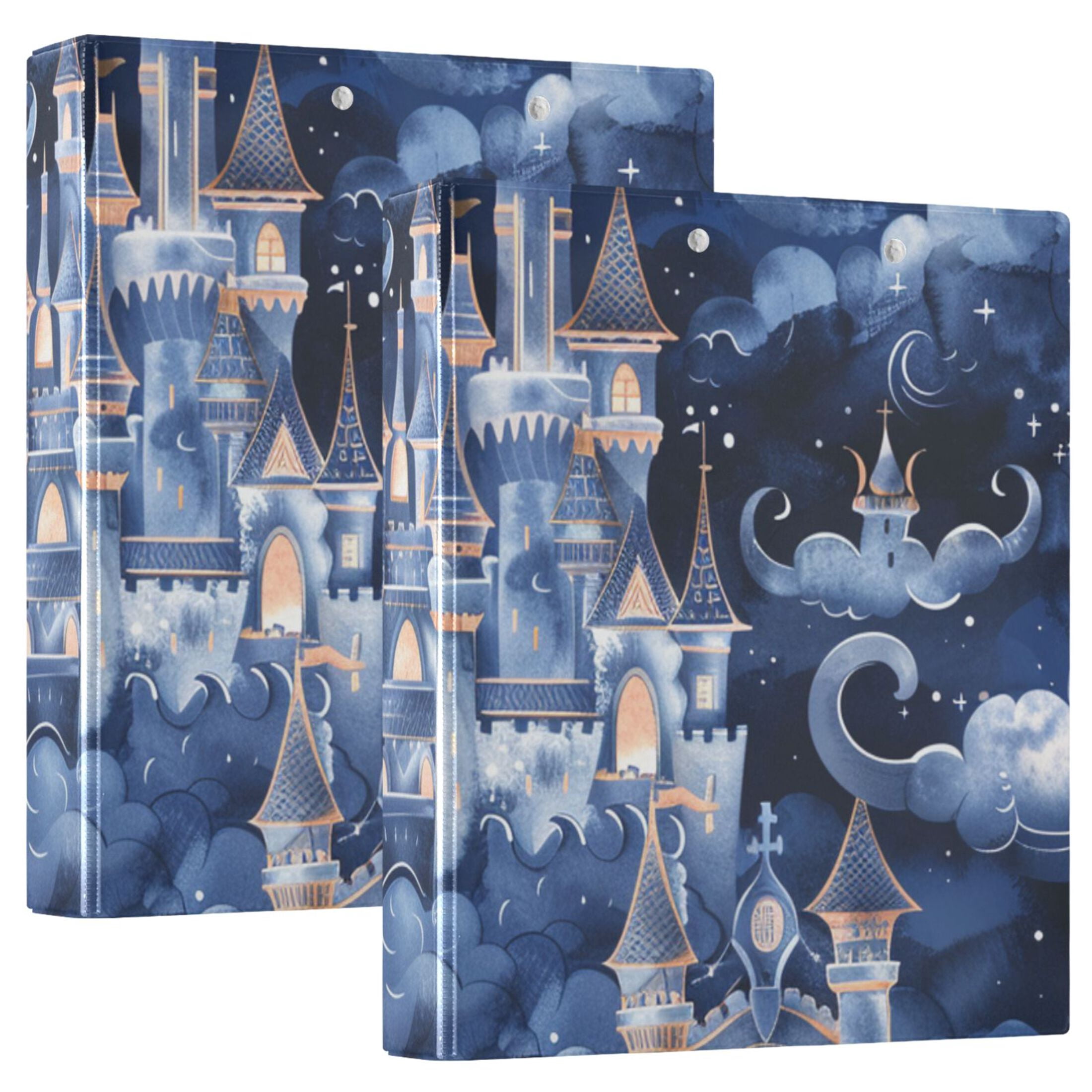 Fairy Castle 3 Ring Binders 1.5 inch Hardcover File Folders with Interior Pockets A4 Size Organizer for School Office Hospital