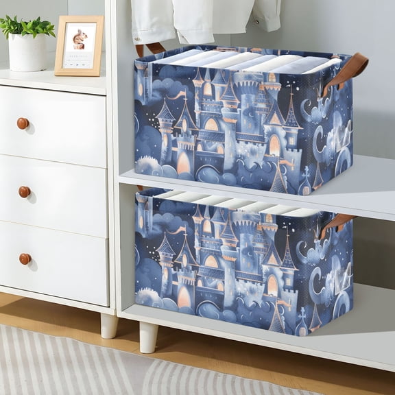 Fairy Castle Foldable Storage Large Fabric Storage Baskets Organizer Storage Bins with Handles for Shelves