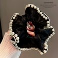 thumbnail image 1 of ‌"Fairy-Chic Tulle Pearl Hair Tie – Elegant Black & White Lace-Trimmed Elastic Band for Soft Waves, High-Stretch Hair Accessory", 1 of 6