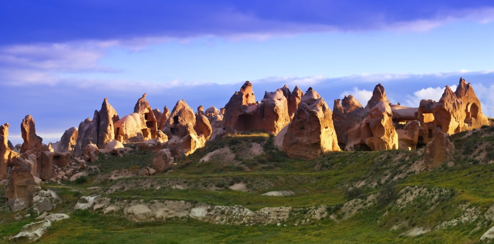 Fairy Chimney Rock Formations In Goreme National Park Cappadocia Anatolia Nevsehir Province Turkey Canvas Art - Carson Ganci Design Pics (21 x 10)