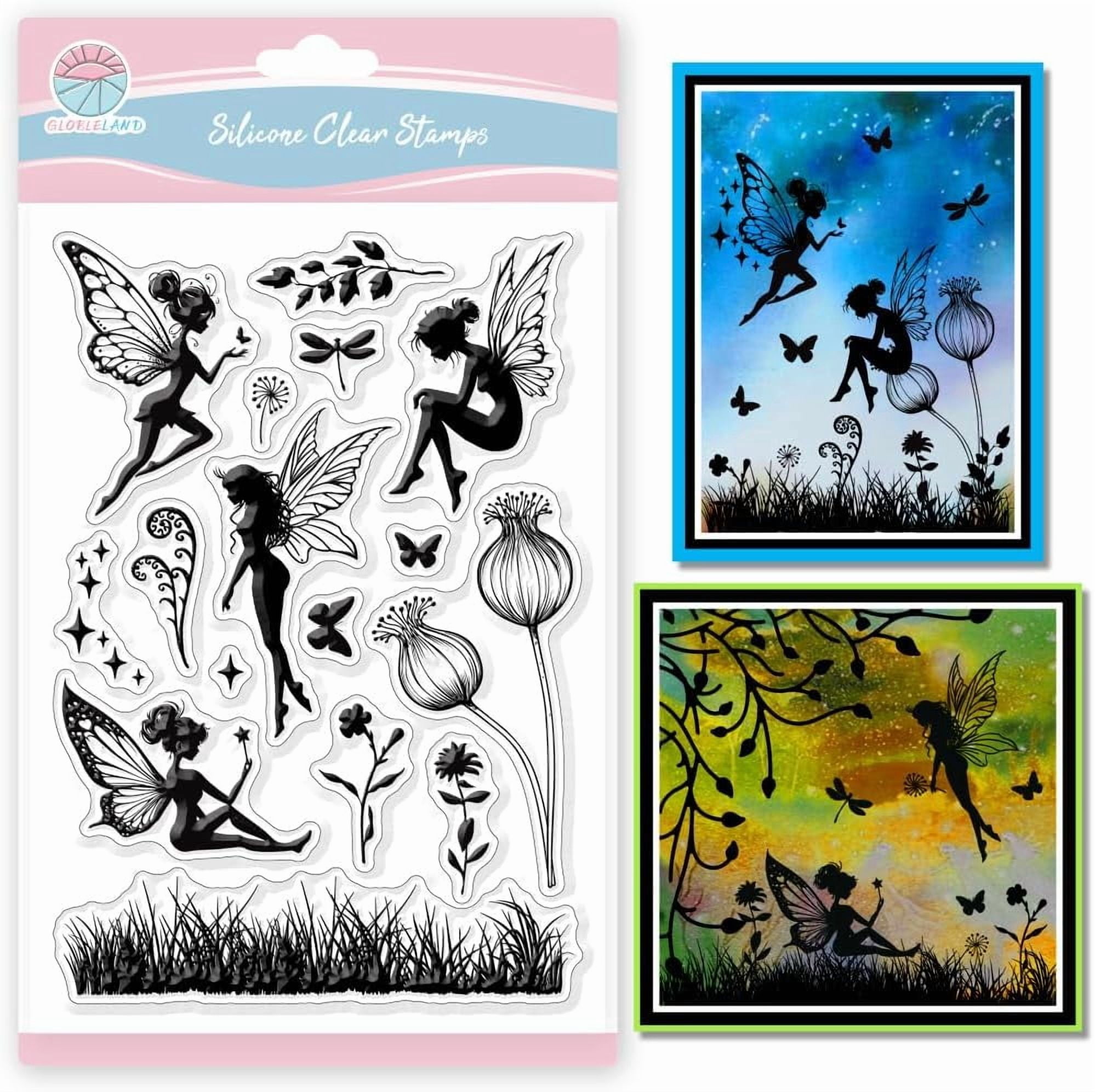 Fairy Clear Stamps Wildflowers and Grass Silhouette Silicone Clear ...