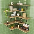 thumbnail image 1 of Fairy Corner Floating Shelves, Rustic Wood Wall Shelves, Set of 5, 16.1x11.4 inches, Carbonized Black, 1 of 7
