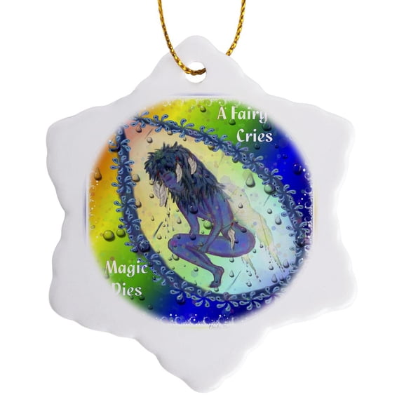 3drose, Fairy Cries, 3 inch Snowflake Porcelain Ornament