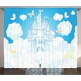 thumbnail image 1 of Ambesonne Tale Curtains 2 Panel Set, Castle Butterfly, 108" x 96", White and Sky Blue, 1 of 3