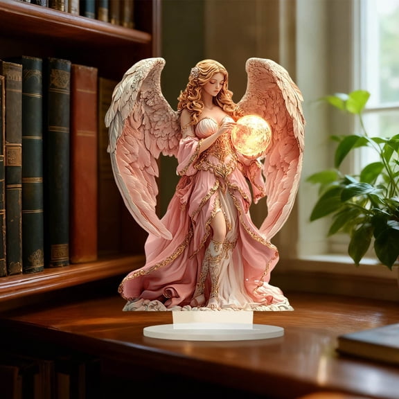 Fairy Desktop Standee, 2D Flat Acrylic Art Moon Fairy and Castle Tabletop Ornament Decoration, Home Study Room Bookshel Office Creative Decor Supplies
