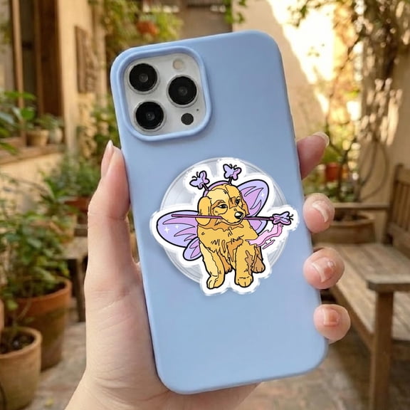 Fairy Dog Phone Grip Cute Puppy with Butterfly Wings, Magical Pet Accessory, Kawaii Phone Grip, Dog Lover Gift, Animal Lover Accessory