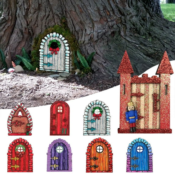 Fairy Door Miniature Pixie Door Elf Door Enchanted Miniature World Fairy Door Tree Garden Home Decor for Garden Yard Lawn Trees Decoration