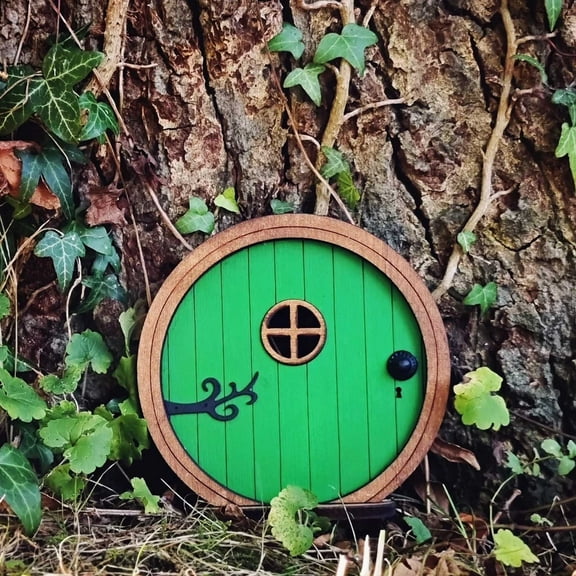Fairy Door, Red Fairy Garden Door for Tree, Fairy Doors for Trees Outdoor & Tree Trunk, Mini Fairy Garden Sculpture Lawn Ornament Decor, Fairytale Tiny House Doors, Fairytales Door Decoration