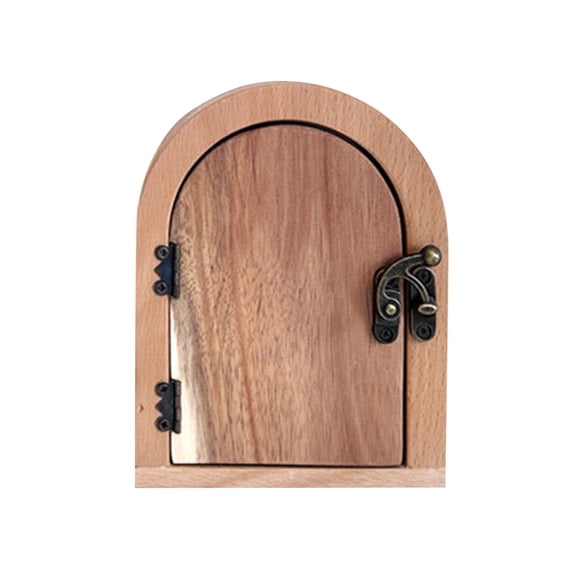 Fairy Door Wooden Socket Cover Plate Baby Proof Light Switch Guard Handmade Wall Decor Child Pet Safety Khaki