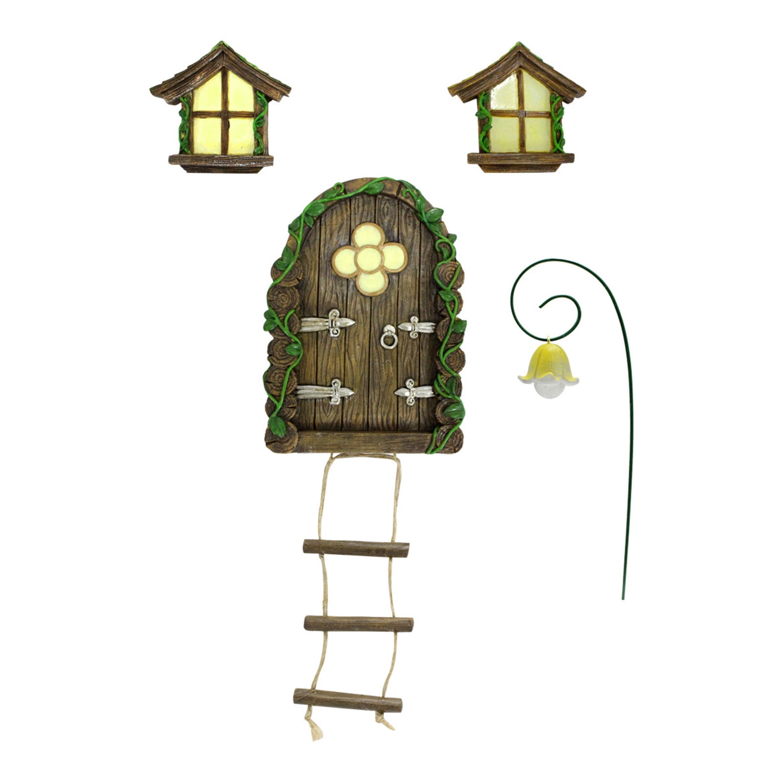 Fairy Door for Trees Miniature Fairy Garden with Fairy Lamp Glow in Dark Yard Art Sculptures Home Indoor Outdoor