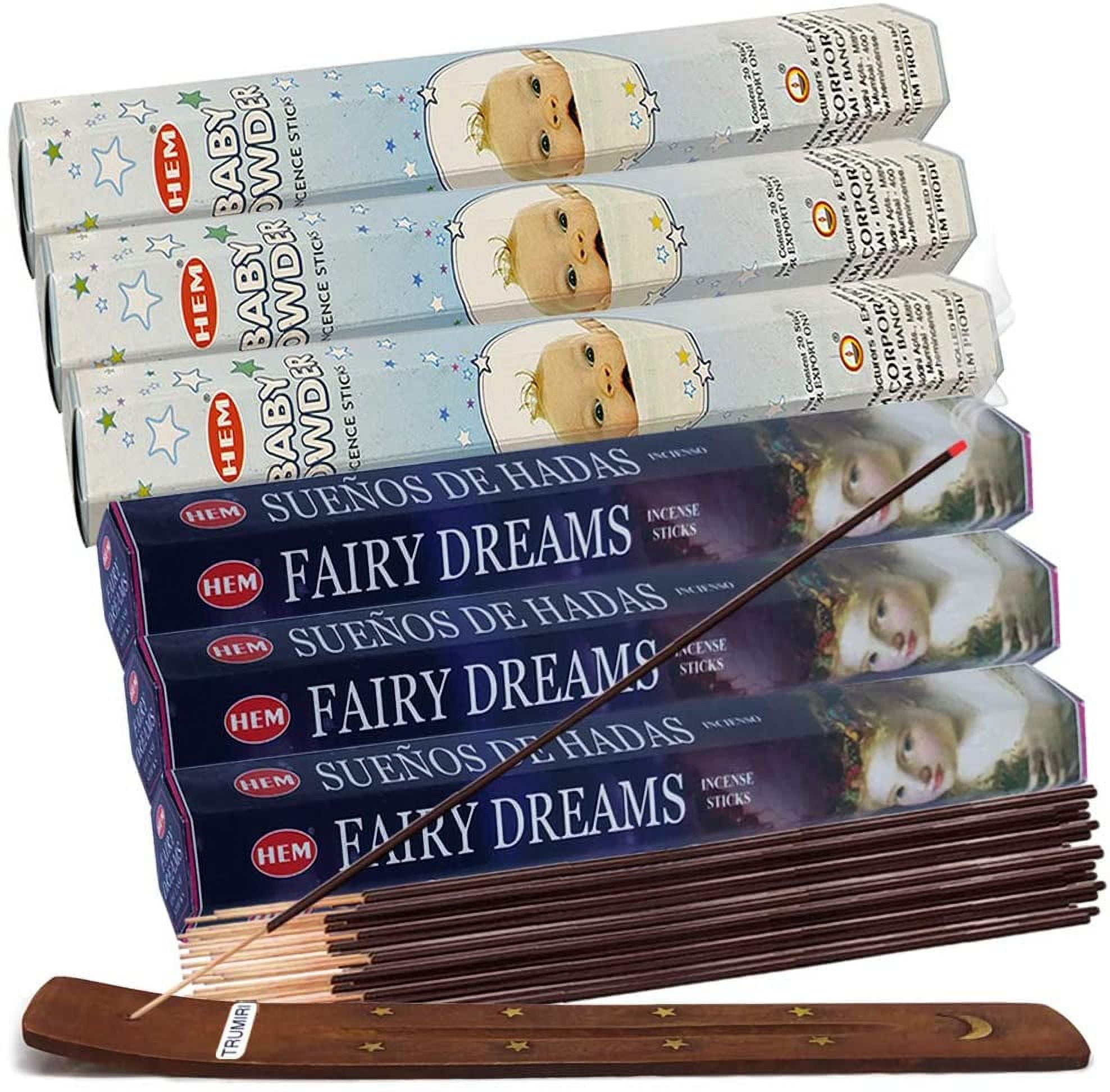 Fairy Dreams Incense Sticks And Baby Powder Incense Sticks With Incense Holder Bundle For