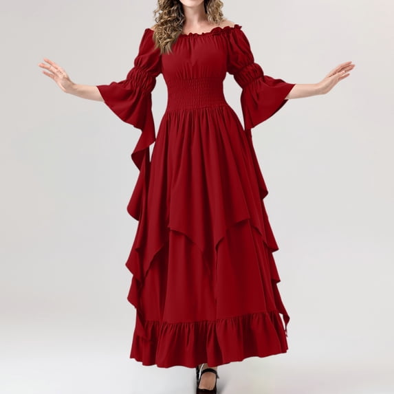 Fairy Dress, Renaissance Dress Women, Renaissance Costume Women, Renaissance Dress, Victorian Dress Renaissance Costume Women Gothic Witch Dress Medieval Wedding Dress, Red S