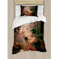 thumbnail image 1 of Fairy Duvet Cover Set Twin Size, Girl with Wings and Butterflies Digital Composition Computer Graphics Elven Creature, Decorative 2 Piece Bedding Set with 1 Pillow Sham, Multicolor, by Ambesonne, 1 of 3