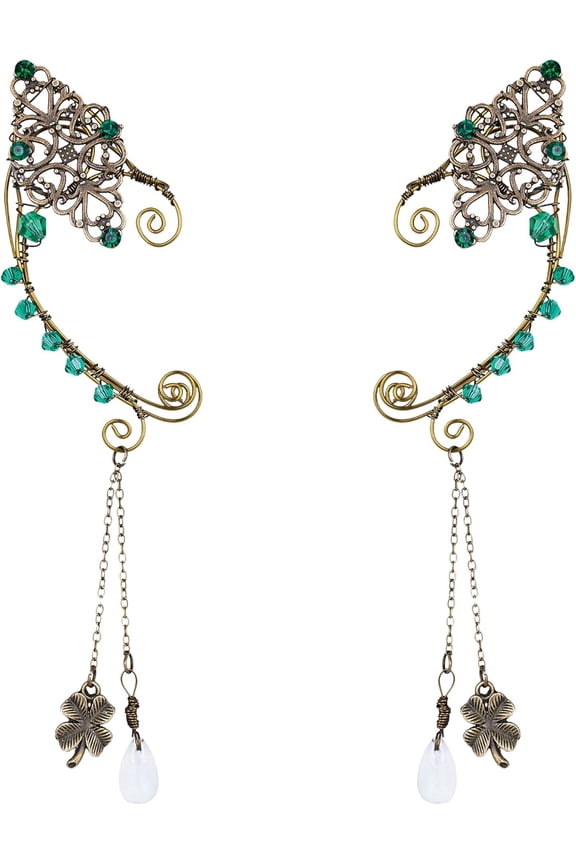 Fairy Elf Ear Cuffs - Handmade Bronze Antique Vintage Cuffs Drop Dangling Ear Clips Wraps For Women S Costume[Z5970]