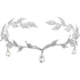 Fairy Elf Ear Cuffs Rhinestone Leaf Wedding Headband for Brides Elf Crown Fairy Accessory