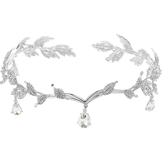 Fairy Elf Ear Cuffs Rhinestone Leaf Wedding Headband for Brides Elf
