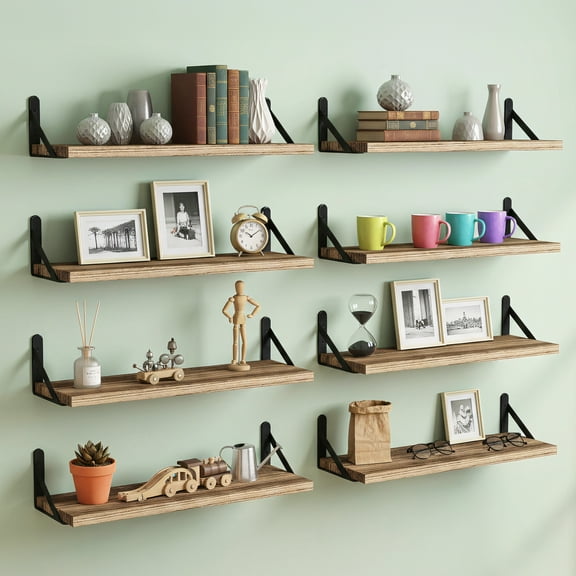Fairy Farmhouse Natural Floating Shelves (8 Count)