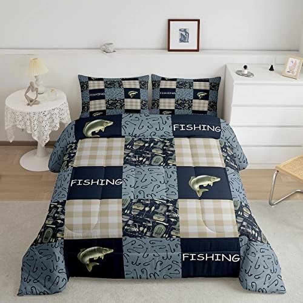 Fairy Fishing Themed Full Size Comforter Set Stars Stripes American