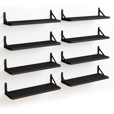 Fairy Floating Shelves, Rustic Wood Wall Shelves Set of 8, Wall Storage Shelves, 0.6x4.7x15.7inches, Black