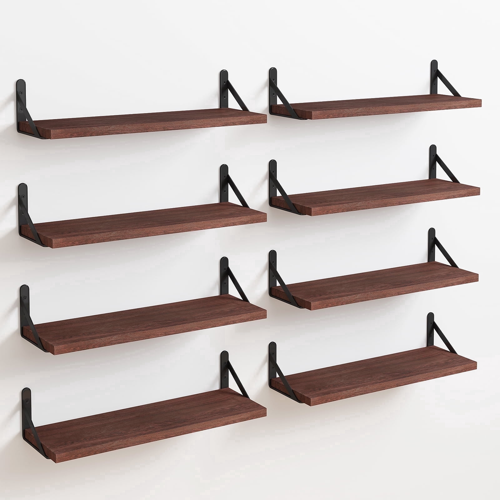 Fairy Floating Shelves, Rustic Wood Wall Shelves Set of 8, Wall Storage Shelves, 0.6x4.7x15.7inches, Brown