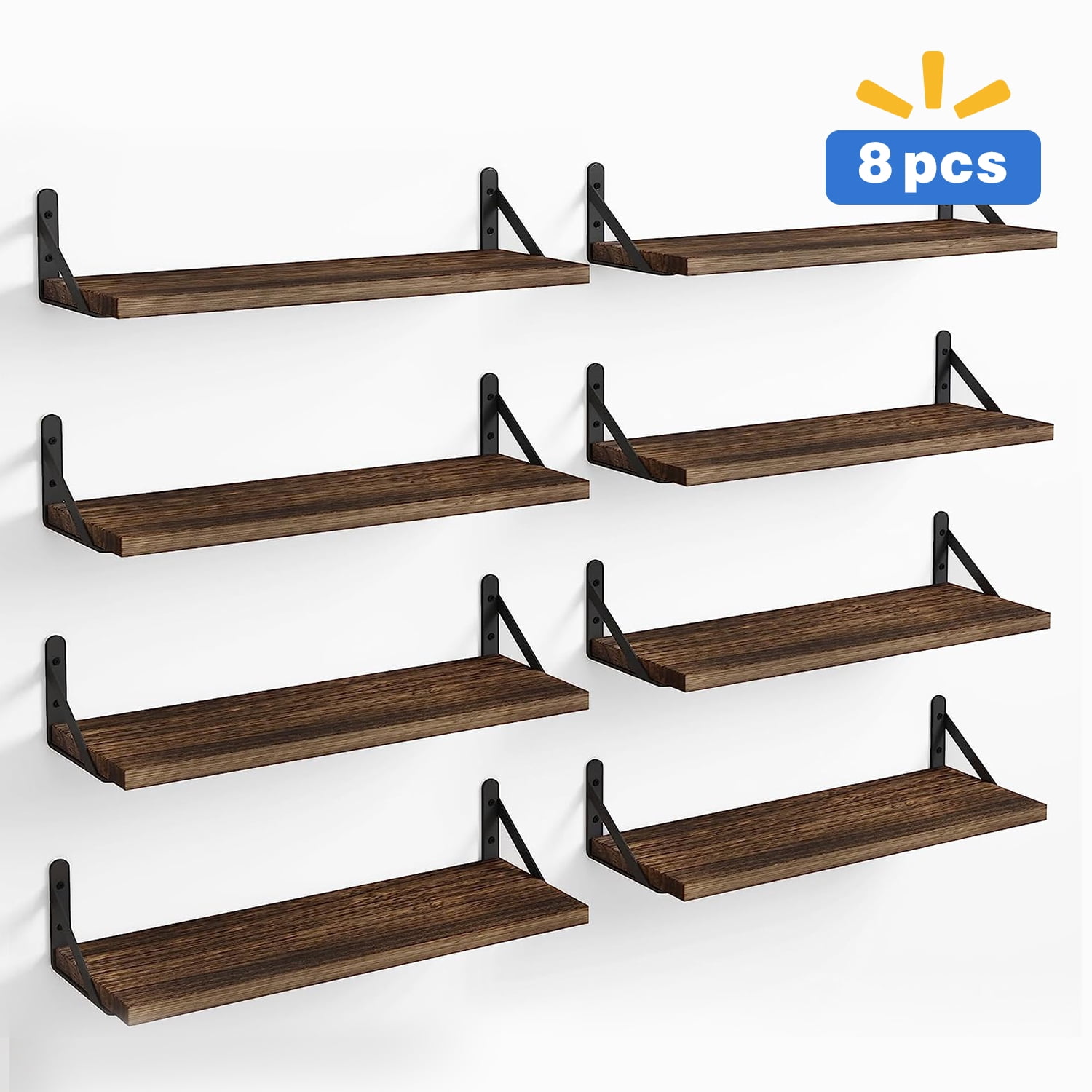 Fairy Floating Shelves, Rustic Wood Wall Shelves Set of 8, Wall Storage