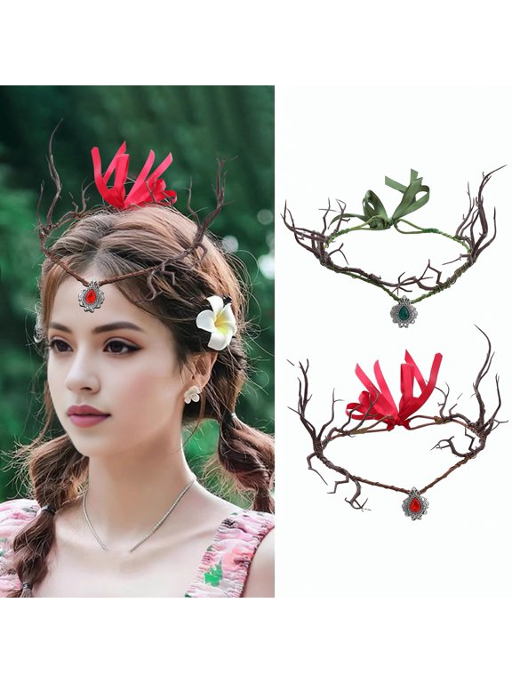 Fairy Flower Crown Headband Adjustable Size Woodland Floral Circlet Women Girls Cosplay Halloween Wedding Photo Props