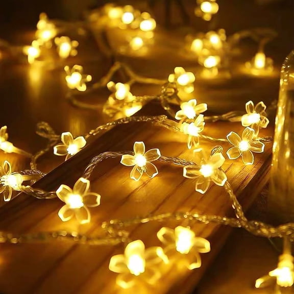Fairy Flower String Lights Outddor Decorative Lights 33 Feet 100LED Starry Cherry Blossom Lighting, Floral Lamp for Christmas Halloween Wedding Party Indoor Outdoor Bedroom Decorations (Warm White)