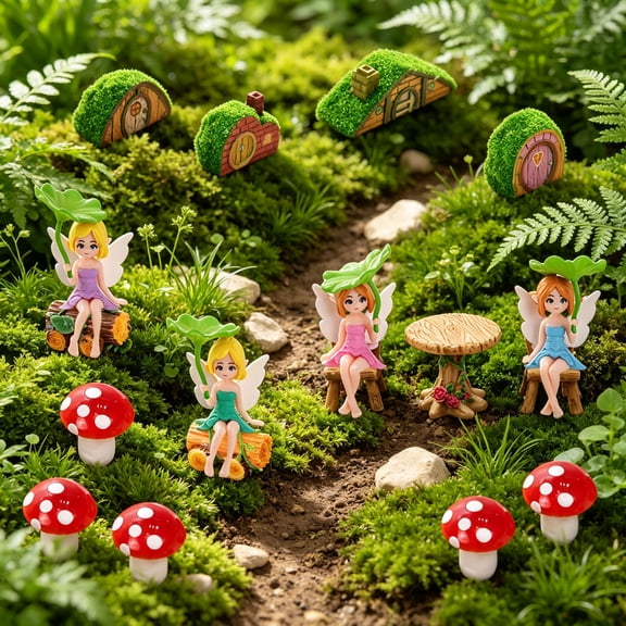 Fairy Forest Miniature Decor Set - Enchanted Garden Scene DIY Kit for Party & Home Decor
