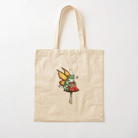 Fairy Frog Version 2 Canvas Tote Bags, Reusable Shopping Bag