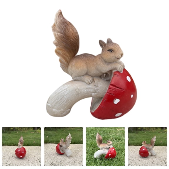 Amosfun Whimsical Squirrel Figurine Resin Sculpture Multi 1 Piece Lawn Decor