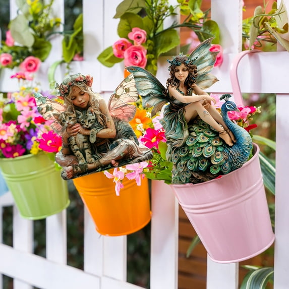 Fairy Garden Decor - Bohemian Vintage Acrylic Planter Inserts & Statues, Whimsical Outdoor Fairy Figures for Flower Pots, DIY Garden Accessories, Yard & Lawn Decor (2025 New Design)