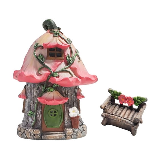 Fairy Garden Decor House Kit - 2 Pcs Garden Cottage Miniature Moss Landscape DIY Ornaments for Home Dcor.