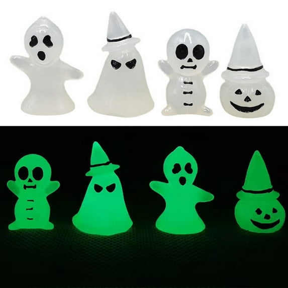 Fairy Garden Decor Miniature Figurine Luminous Ghost Tombstone Pumpkin Skull Ghost Halloween Decor Fairy Figurine Statue Garden Decorations Party