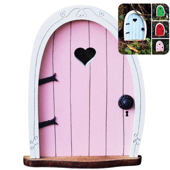 Fairy Garden Door Accessories for Trees Miniature Fairy Doors Wall Wooden Door Ornaments Art Sculpture Decoration DIY Fairies Door Indoor/Outdoor Mystical Door for Tree Trunk