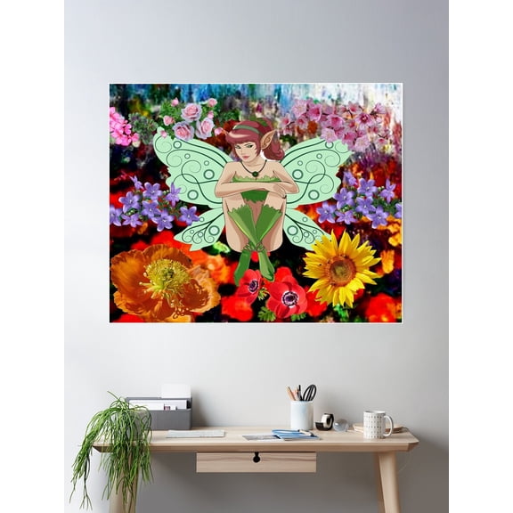 Fairy Garden Fantasy Family Poster Wall Art, Modern Wall Decor For Living Room Bedroom, 8x12 UNFRAMED